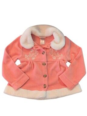 🍁2/$7🍁LITTLE LASS Pink And White Fleece Button Down Jacket